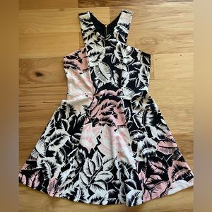 Express tropical print leaf print dress